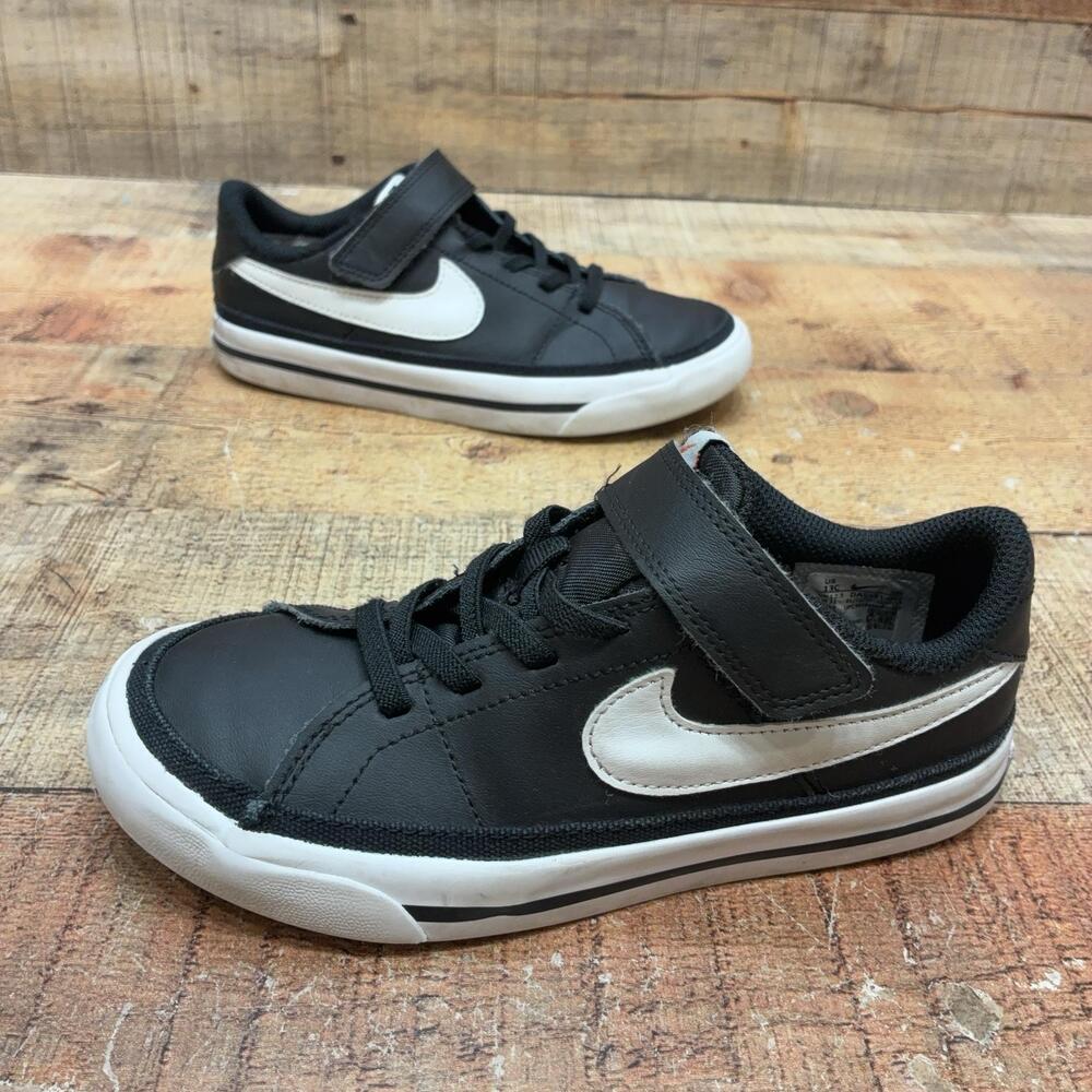 Nike Shoes Kids Size 13C 31 Black White Strap Casual Sneaker DA5381-002